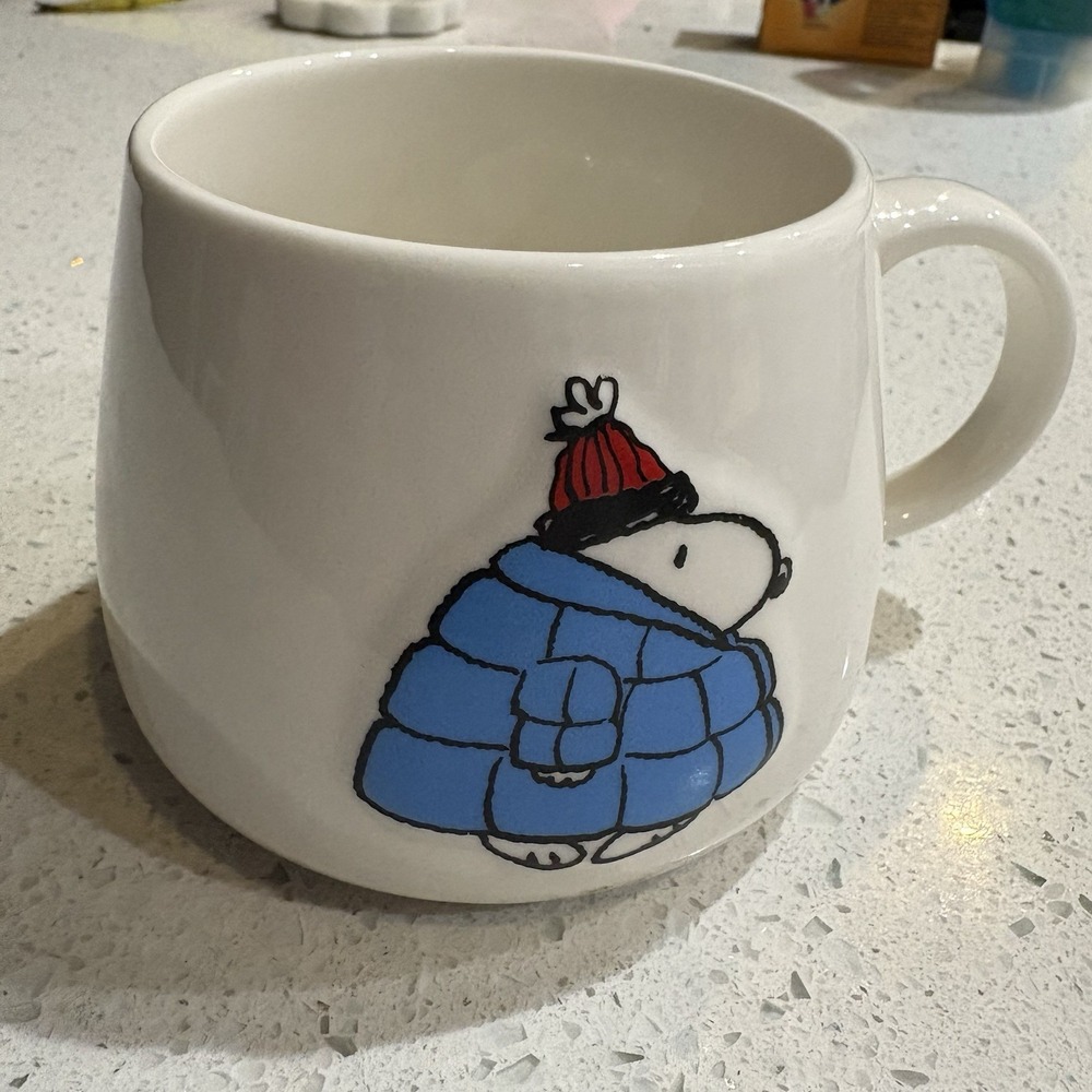 Peanuts Snoopy Cozy & Warm Puffer Jacket Mug Soup Bowl Ramen
